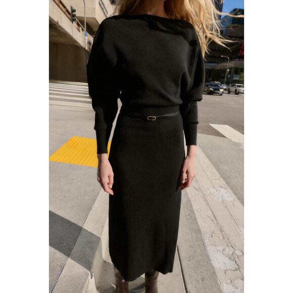 ZARA BELTED MIDI DRESS - Picture 3 of 10